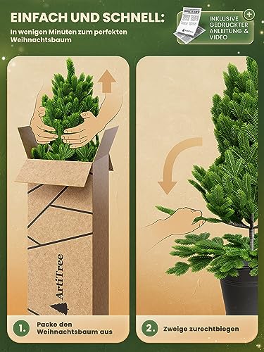 ArtiTree Künstlicher Weihnachtsbaum im Topf 60 cm – Nordfichte – Ansicht 6