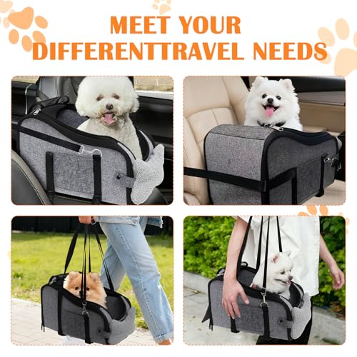 Hunde Autositz für kleine Hunde, Hundeautositz Auto mit Aufbewahrungstaschen, Hundeautositz Hundesitz Kleine Hunde, Hundebett Auto für Vordersitz, Autositz Hund, Ansteckbare Leine