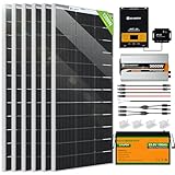 ECO-WORTHY 1200W 24V 5.52KWH Lithium Battery Solar System Off Grid RV Home: 6pcs 195W Bifacial Solar Panels + 60A MPPT Charge Controller + 25.6V 100Ah Lithium Battery + 3000W Pure Sine Wave Inverter