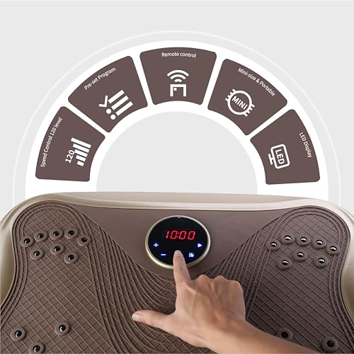 Plataforma Vibratoria para Quemar Grasa con 120 Velocidades y Motor de 200 W - Silenciosa para Uso en Casa o Oficina, Diseño Plegable y Portátil que Trabaja Abdomen y Muslos, Entrenamiento Completo para Madres Ocupadas y Principiantes, Dorada miniatura 4