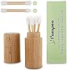 Pampoo 4PCS Plastic Free Reusable Qtips with Bamboo Carrying Case丨Reusable Cotton Swab Qtip Zero Waste Packaging丨Strengthen Thick Bamboo Stick丨Eco Friendly Bamboo Qtips Sustainable Set