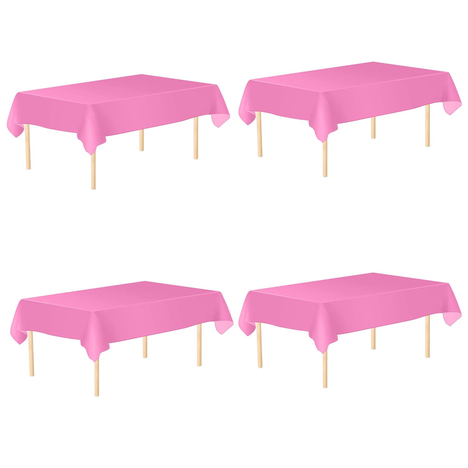 Trimming Shop 54" x 108" Disposable Plastic Table Cover - Waterproof Rectangular Table Liner, Spill-Proof, Wipe Clean Kitchen Table Protector, Hot Pink - Pack of 4 โ image 1