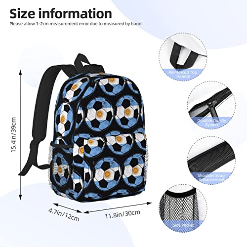 Soccer Argentina Flag Canvas Backpack 3D Printed Laptop Daypack Travel Rucksack Carrying Bag Tote Backpacks Fashion Lightweight Book Bags For Outdoor Daily 15.4In #TOP3