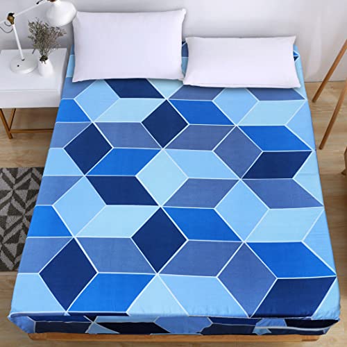Image of WELLFIT Premium Glace Cotton 300 TC Mattress Cover /Protector for Queen Size Bed with Zip /Chain /5x6.5 ft / 60x78x6 inch