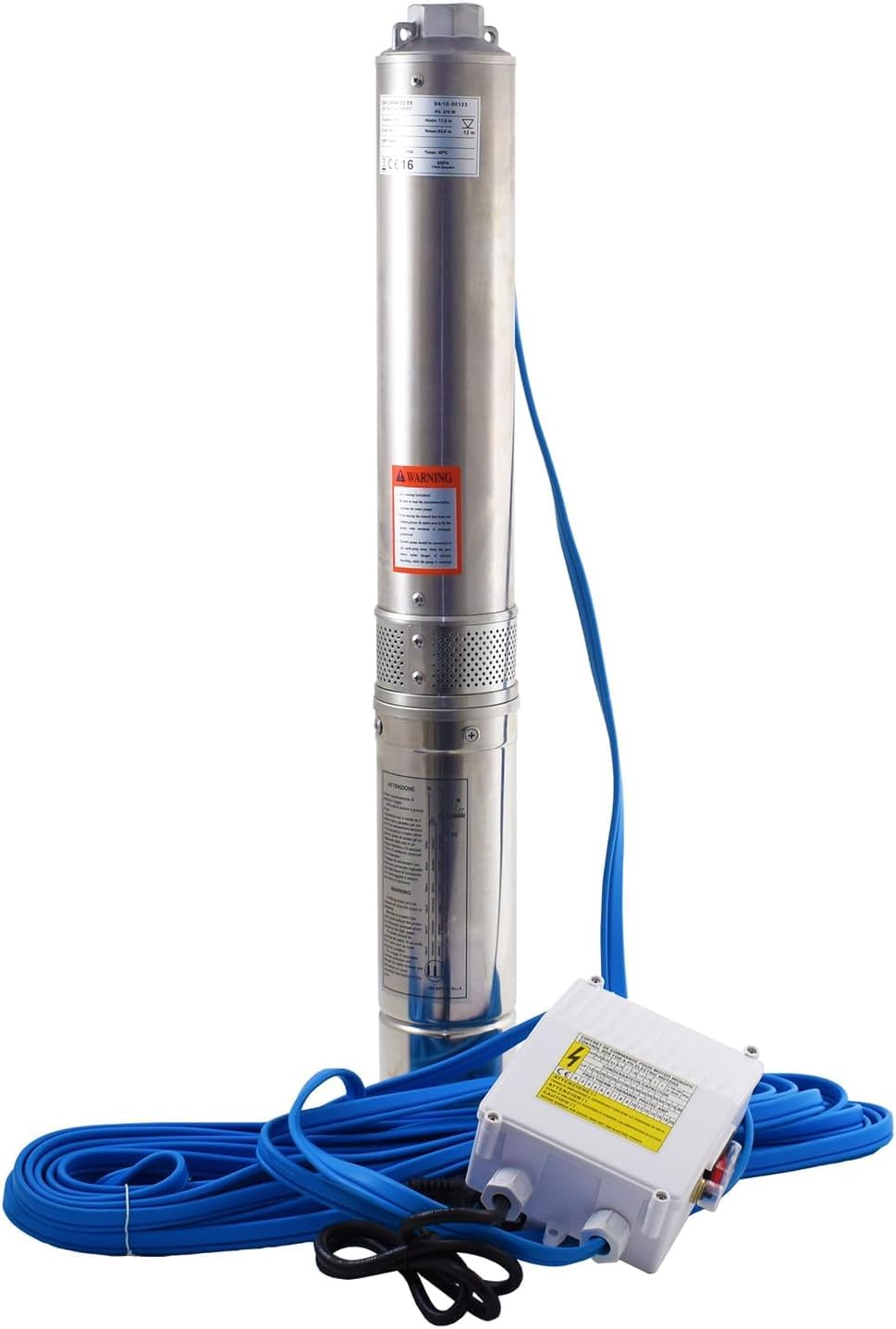 ESPA LEADER Bomba Sumergible Saturn 4 03 10M, 1200 W, Caudal Máx 5.100 l/​h, Altura Bombeo 72m, para Pozos, Trasvases de Agua, Riego por Aspersión y Goteo, Acero Inoxidable, Cuerda de Suspensión 20m