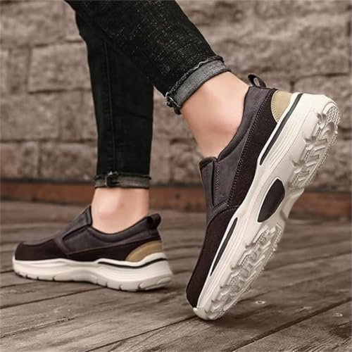 Men's Arch Support Slip On Canvas Loafers,Outdoor Casual Non Slip Orthopedic Shoes,Leather Walking Boat Shoes4
