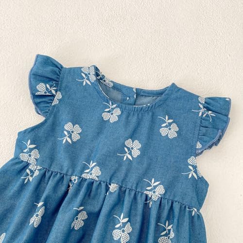 HOOLCHEAN Baby Girl Bubble Romper Soft Chambray Sleeveless Outfit with Clover Print3