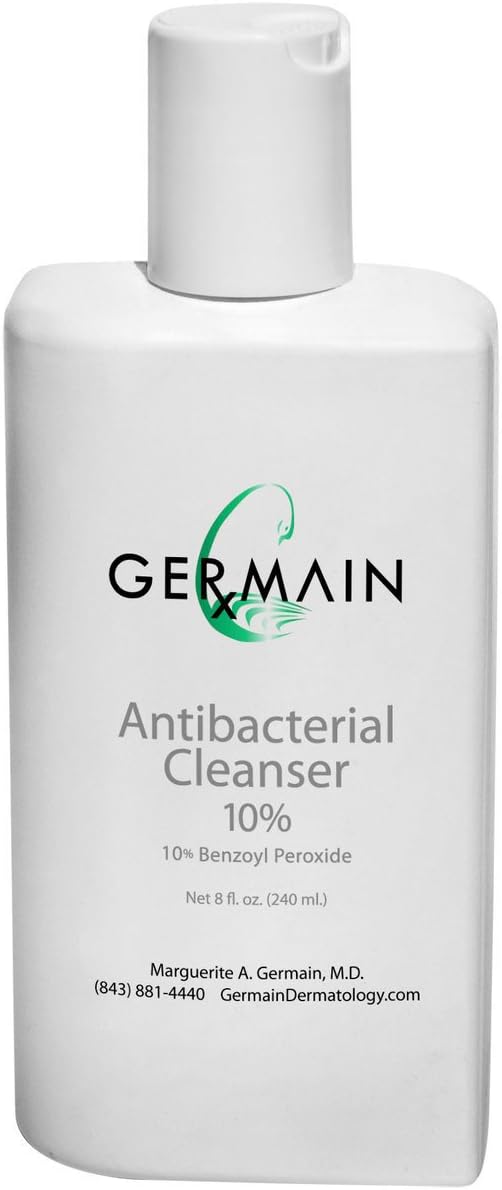 Germain Rx Benzoyl Peroxide 10% Antibacterial Acne Cleanser Is A Gentle and Soothing Daily Deep Cleaning Acne Wash and Spot Treatment for Your Body