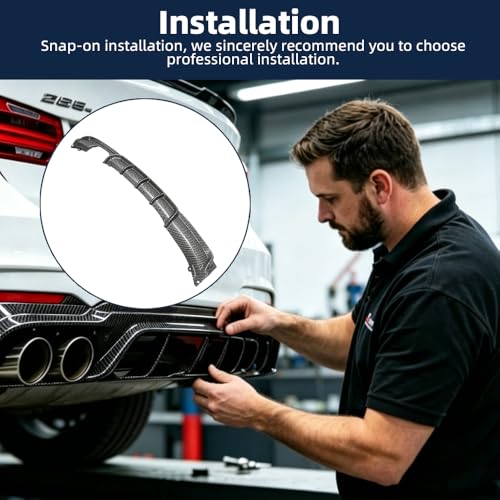 Rear Diffuser Compatible with 2012-2018 FIT BMW 3 Series F30 Sedan M Sport Bumper Only, Carbon Fiber Look (Hydro-Dip) PP Lower Valence, Left-Side Twin Exhaust Cutout (328i 330i Spec) by LONGKEES - Used condition - Image 4