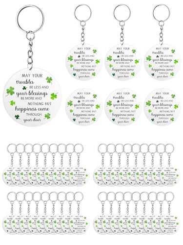 Canchiing 36 Pcs St. Patrick's Day Keychains Gifts Bulk Irish Good Lucky Green Keychains...