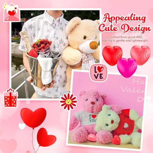 Image of Copkim 3 Pcs Voice Recorder 20s Heart Sound Module, Red, Rose Red, Pink