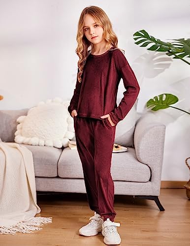 Arshiner Girls 2 Piece Outfits Kids Velour Sweatshirts & Sweatpants Casual Clothing Sets 4 51YezYmfbTL. AC