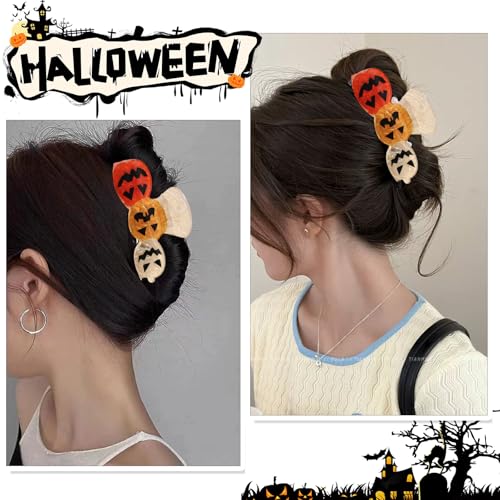 Pinza para cabello de calabaza Halloween naranja miniatura 6