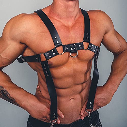 Men Body Bondage Harness Chest Strap Belt Strap Rave Handmade Leather Garter2
