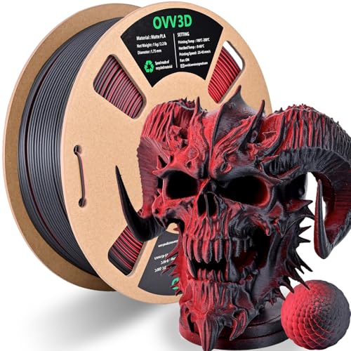 Image of OVV3D Matte PLA Filament 1.75mm, Red Black Dual Color PLA 3D Printer Filament,High Speed 3D Printing, + /-0.02mm 1kg