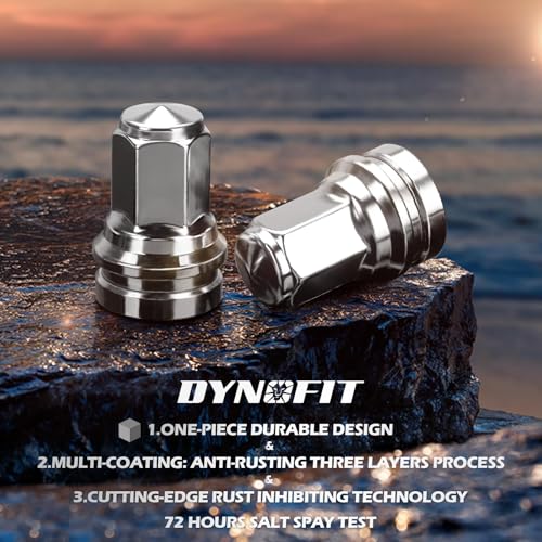 Image of DYNOFIT 14mmx1.5 OEM /Stock Lug Nuts Compatible with 2017-2022 Ford F-250 & F-350, 64 Pack HEX21mm (13 /16 inch) One-Piece Design Factory Chrome Wheel Lug Nuts HCPZ-1012-B HCPZ-1012-A