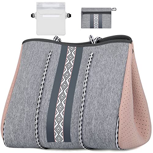 Image of IBFUN Neoprene Tote Bag Large Beach Bag for Women Pool Gym Tote Bag Travel Tote Bag