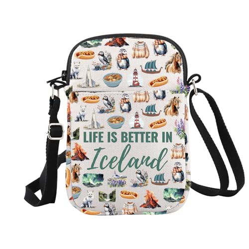 WCGXKO Iceland Souvenir Crossbody Bag Iceland Themed Gift Iceland Trip Gift Iceland Culture Gift - Main Image