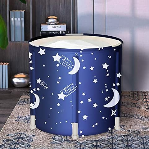 LUCKUP Portable Bathtub, Foldable Free Standing Soaking Bath Tub Easy to Install, Eco-Friendly Bathtub Bathroom Spa,Thickening with Thermal Foam to Keep Temperature,for Two Person,Blue Cover