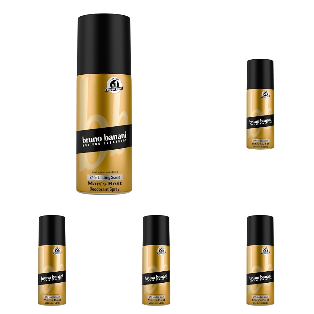 Bruno Banani Fragrance Man's Best Deo-Bodyspray, Körperspray mit sinnlich-orientalischem Herrenduft, 24h lang anhaltend, 150 ml (Packung mit 5)