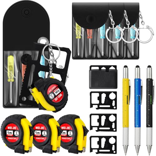 Image of 12 Pcs Mini Screwdriver Tape Keychain Set Multitool Pen Card Father's Gifts Bulk Mini Tool Set for Adult Men Dad (Multicolor)