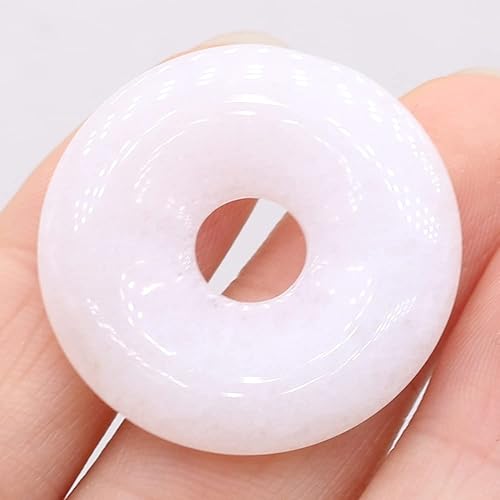 Miniatura 6 de LHJ Colgantes de cuentas de piedra natural, agujero central, forma de anillo de piedra mixta, hebilla de ping y ágata piedra de cristal para hacer