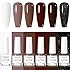 MIZHSE Quick Dry Nail Polish Set, 6 Colors Brown White Khaki Glitter Fall Winter Nail Polish Set Coffee Chocolate Collection Nail Lacquer Manicure DIY Nail Art Salon Home Gift for Women Girl