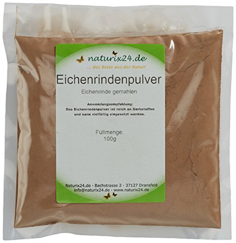 Naturix24 Eichenrindenpulver, Eichenrinde gemahlen, 8er Pack (8 x 100 g)