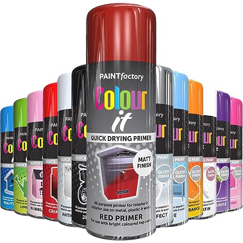 AlezyB 1x Red Primer All Purpose Spray Paint 400ml Professional Quality and Fantastic Finish, Interior, Exterior, Household Multipurpose Spray for Metal | Plastic | Wood | Glass