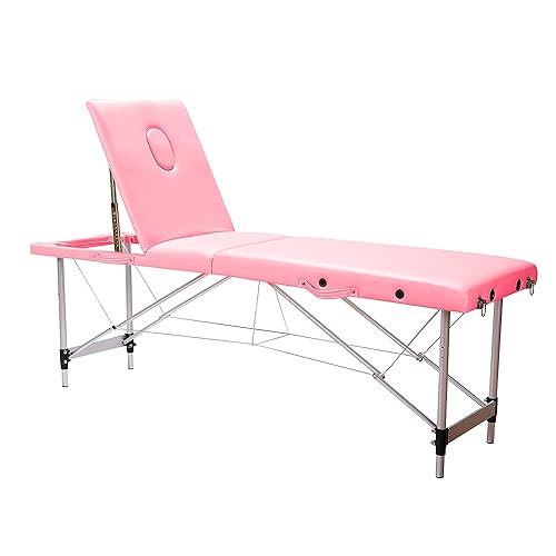 Miniatura 5 de Axonl Mesa de masaje portátil, 3 camas de masaje plegables y livianas con marco de aluminio, almohadillas de PVC suave de 84 pulgadas, mesa de