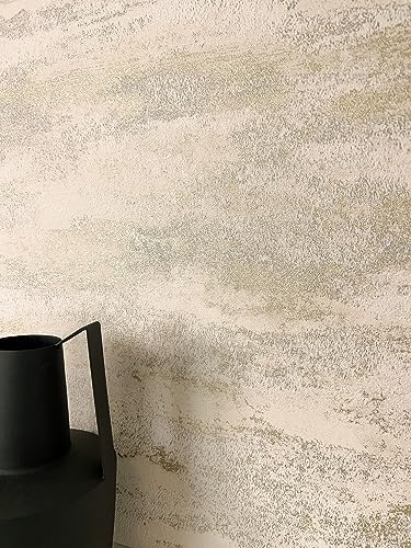 Newroom Tapete Beige Vliestapete Putzoptik - Putzoptik Modern Creme Beton Zement Betonoptik Industrial Betonwand Industrial inkl. Tapezier-Ratgeber
