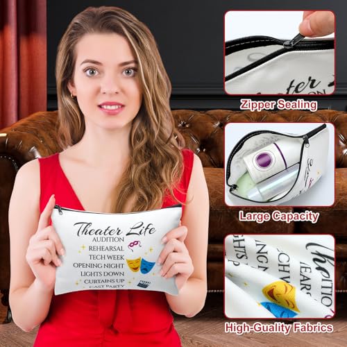 Reginary 6 Pcs Theatre Makeup Bags Musical Theater Gifts for Women Theatre Zipper Cosmetic Bag Broadway Gifts for Drama Theater Actors and Lovers3