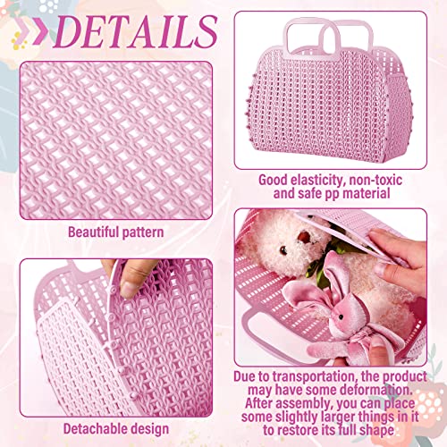 Irenare 4 Pcs Jelly Bags for Women Summer Beach Tote Basket Plastic Jelly Purse Bag Gift Handbags for Bachelorette Bridal Wedding Baby Shower Party4
