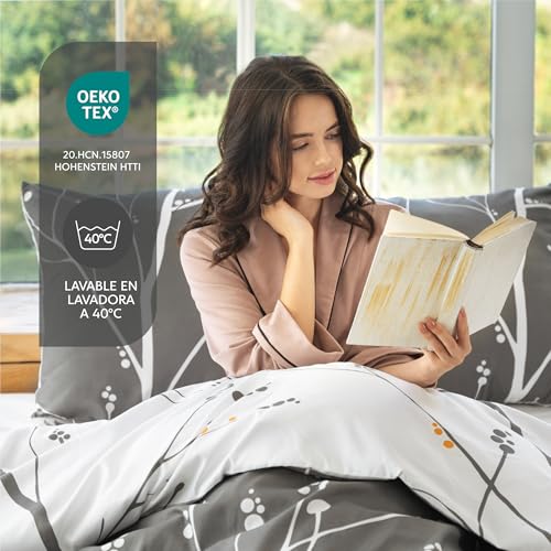 Variante de fundanórdica Ramas grises 260×240 con 2 fundas 65×65