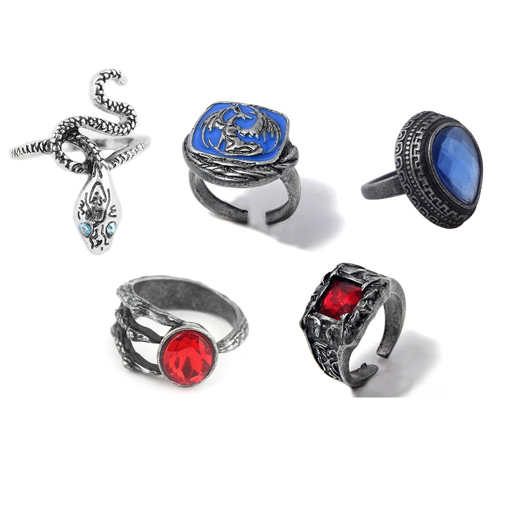 JUSONGKWCP 5 Darksoul Cosplay Rings Darksoul Figure Accessories Vintage Punk Ring Jewellery Set (Multicolore-2)