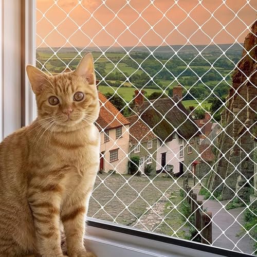 Yesaler Rete di Protezione per Balconi per Gatti Rete di Protezione in Nylon Resistente per Gatti 10x3m per Scale Finestre Balconi Terrazze Giardini Bianco