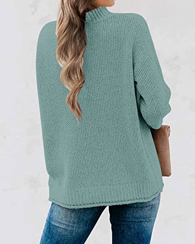 Merokeety Women's Long Sleeve Turtleneck Cozy Knit Sweater Casual Loose Pullover Jumper Tops Sage #TOP2