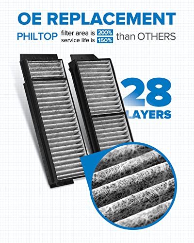 Image of PHILTOP CF10218 HEPA Cabin Air Filter for Mazda | for Mazda 3 2004-2009, 5 2006-2010 2012-2015, 3 Sport 2009, Carbon Filter Up Dust Pollen Odor