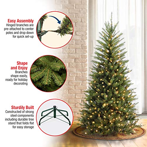 National Tree Company Pre-Lit Artificial Slim Christmas Tree, Green, Dunhill Fir, White Lights, Includes Stand, 4.5 Feet #TOP3
