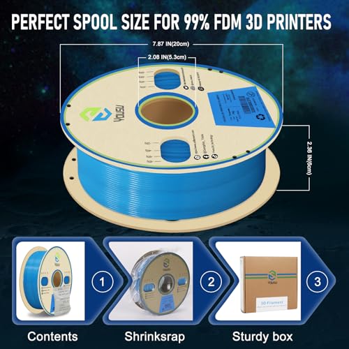 Image of YOUSU 3D Printer Filament 1.75mm PLA Filament Glow in Dark PLA Filament for 3D Printing Filament 1kg(2.2lbs) Spool,Blue