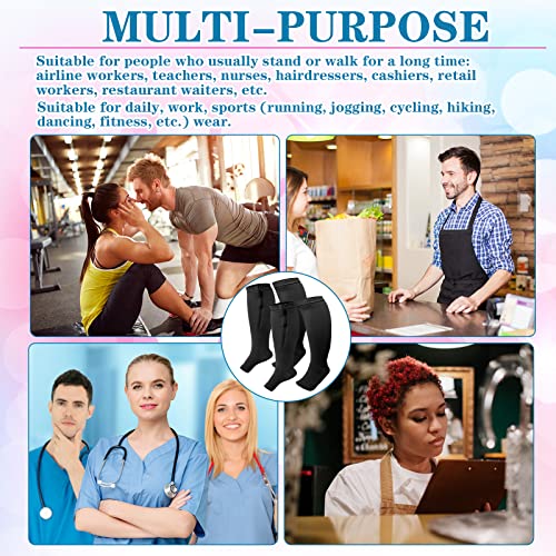 Image of Hillban 2 Pair 15 - 25 Mmhg Wide Plus Size Calf Zipper up Compression Socks for Women Men(4 XL,Black)