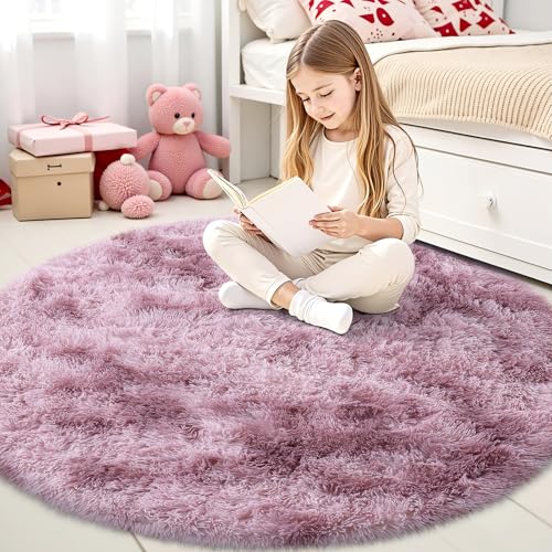 smiry Hochflor Teppich Wohnzimmer, Waschbar Anti-Rutsch Moderner Flauschiger Kuscheliger Teppich für Wohnzimmer Deko, Schlafzimmer, Kinderzimmer, 120 x 120 cm, Rosa smiry Hochflor Teppich Wohnzimmer, Waschbar Anti-Rutsch Moderner Flauschiger Kuscheliger Teppich für Wohnzimmer Deko, Schlafzimmer, Kinderzimmer, 120 x 120 cm, Rosa
