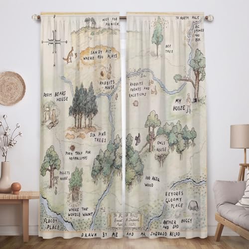 Funnytree Honey-Loving Bear Window Curtains Childrens Literature Drapes Bedroom Home Room Decor Durable Fabric Machine Washable 82 X 84 SC00076-013