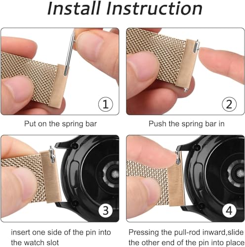 Image of VEROX Stainless Steel 19mm Strap for Smart Watch Strap with Magnetic Buckle Compatible with Boat Storm, Noise Colorfit Pro, and All The 19mm Smart Watch - Gold