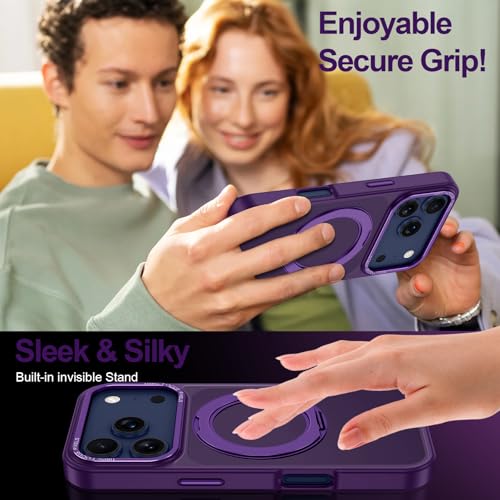 v-Golvin Strong Magnetic for iPhone 17 Pro Case with Stand,Fit for MagSafe,360°Rotatable Ring Designed,Translucent Matte Texture Protective Military Grade Shockproof,All Purple by v-Golvin - Used condition - Image 8