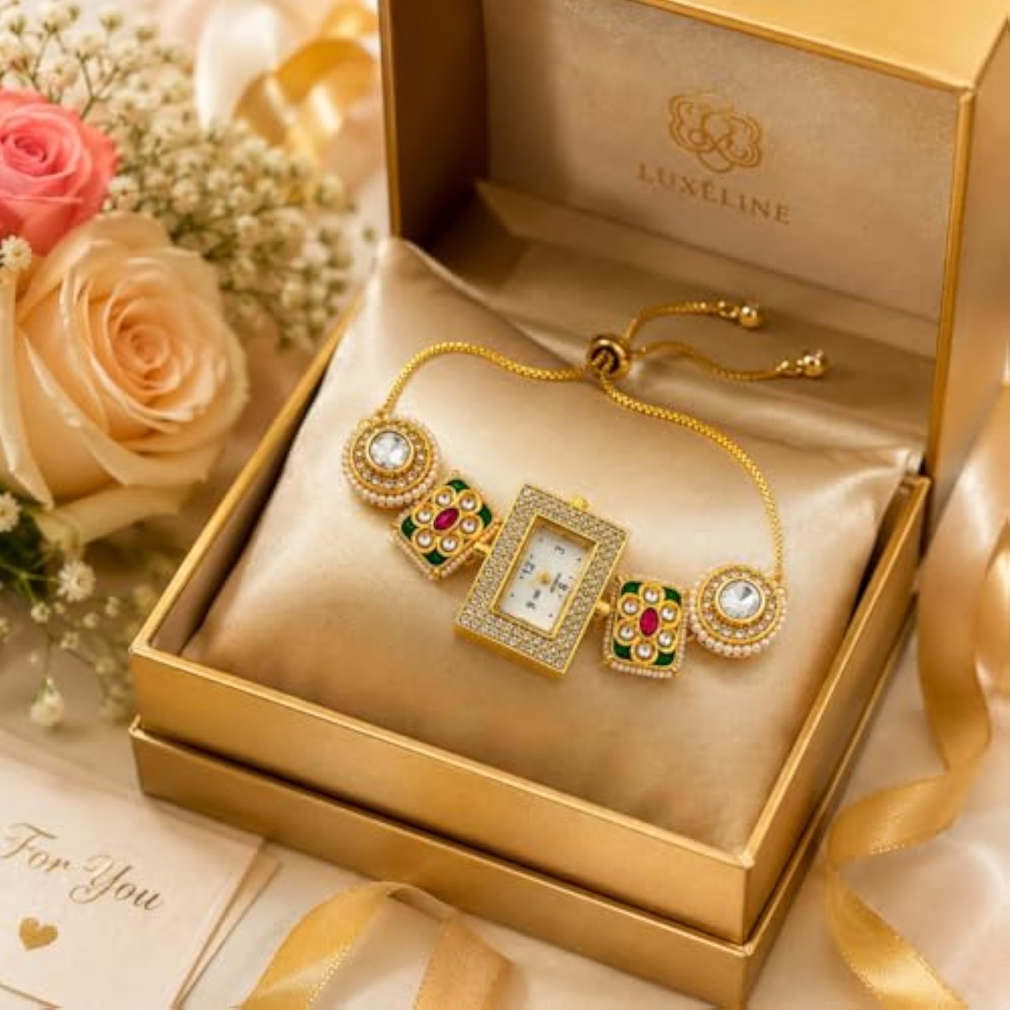 Kashmiri Crystal Studded Analog Watch for Women