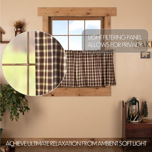VHC-Brands-Rustic-Lodge-Farmhouse-Kitchen-Window-Curtains-Rory-Tier-Pair-L24-x-W36-Chocolate-Brown VHC Brands Rustic Lodge Farmhouse Kitchen Window Curtains Rory Tier Pair L24 x W36 Chocolate Brown