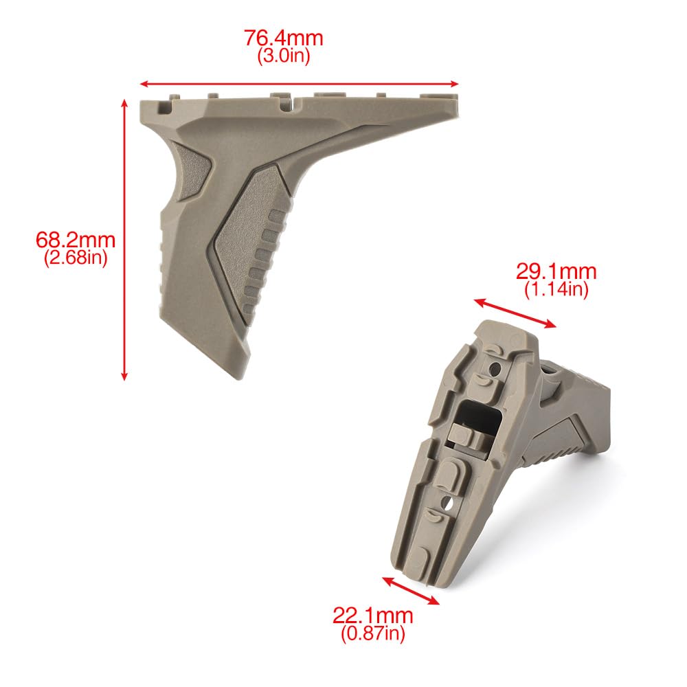 QIRUIMY Tactical Mlok keymod Link Angled Foregrip Handstop with Cable Management Front Grip for Mlok Keymod Handguard System (Brown) - Image 2