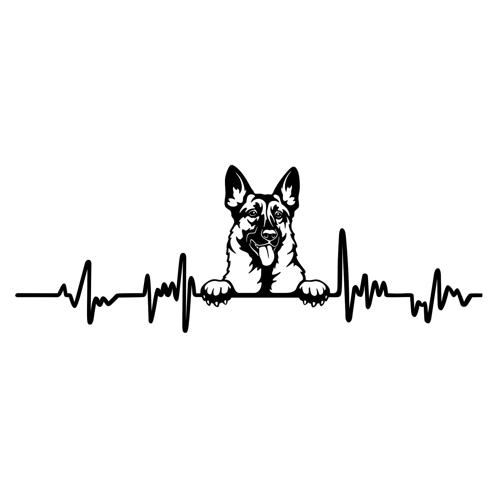 Finest Folia Matt Black Sticker Heartbeat Animals Width 27 Cm Lifeline Heartbeat Decorative Sticker Self-Adhesive For Car Fridge Laptop Car Sticker K150 (Matte Black, 04 Shepherd)