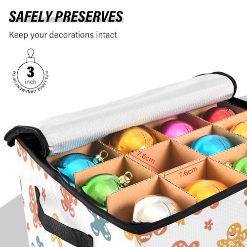 Boîte de rangement Noël grande capacité 64 compartiments ajustables avec couvercle